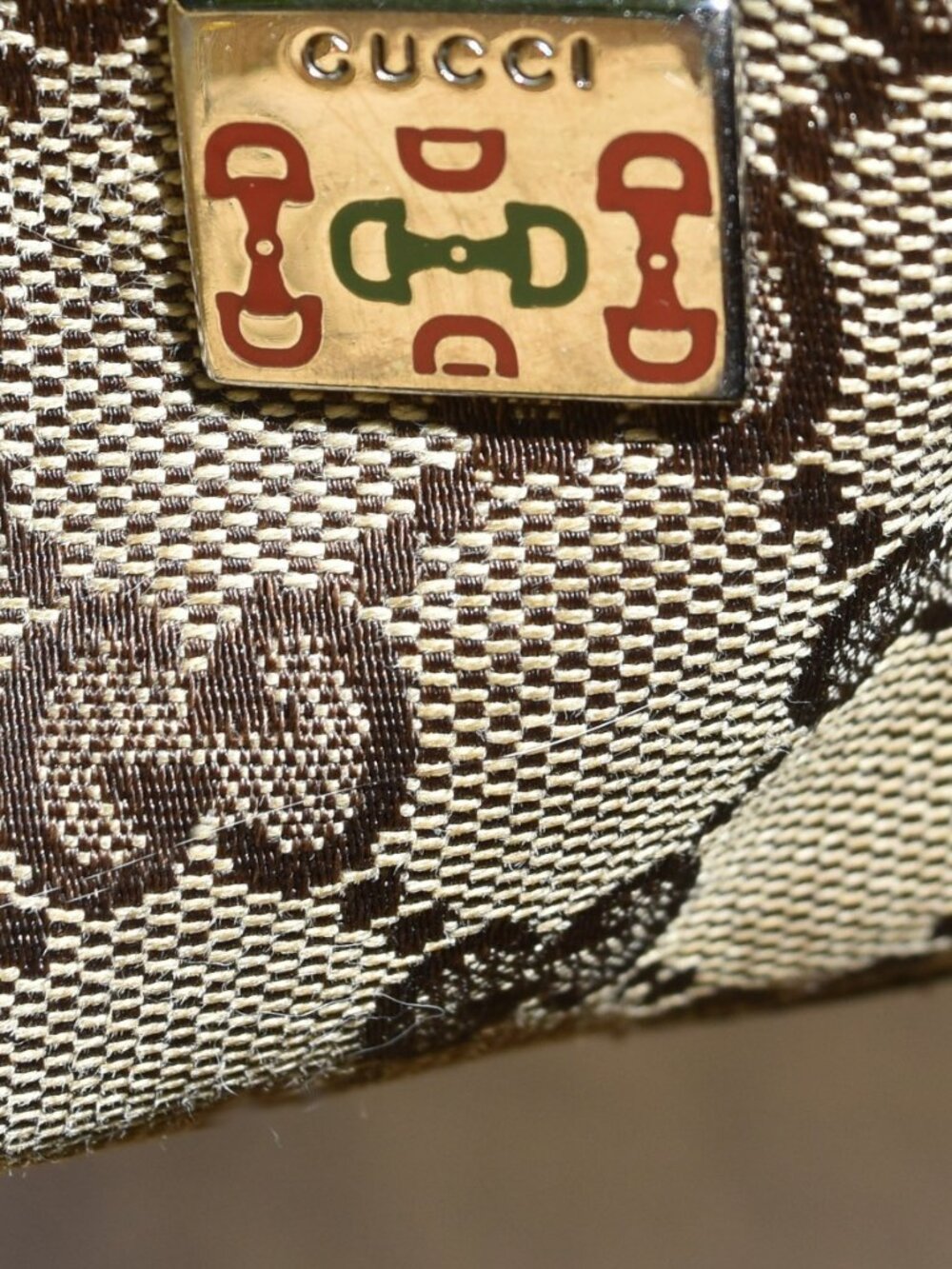 Gucci GG Canvas Web Stripe Tote Bag Vintage Brown Monogram Italy - Picture 13 of 16